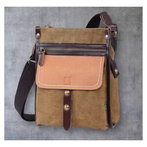 TSD Brand Birch Crossbody Bag NWT Brown Canvas & Genuine Leather Messenger Purse